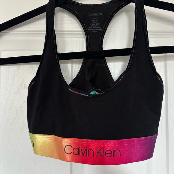 ⚡️2/$25⚡️Calvin Klein Women's Black Sports Bra with Rainbow Band | Size S - Picture 2 of 7